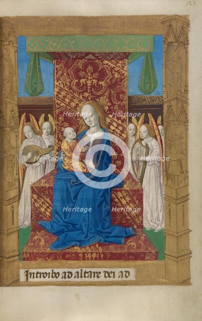 The Virgin and Child Enthroned; Book of Hours, 1478. Creator: Master of Guillaume Lambert.