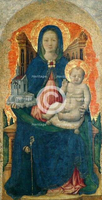 The Virgin and Child Enthroned (From the Praglia Polyptych), c. 1448. Creator: Vivarini, Antonio (ca 1440-1480).