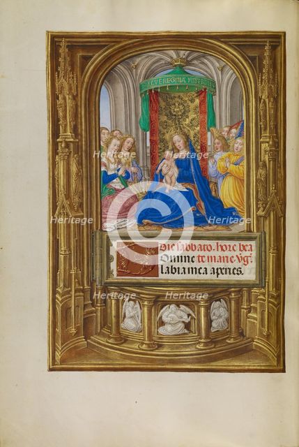 The Virgin and Child Enthroned; Spinola Hours, about 1510-1520. Creator: Master of James IV of Scotland.