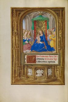 The Virgin and Child Enthroned; Spinola Hours, about 1510-1520. Creator: Master of James IV of Scotland