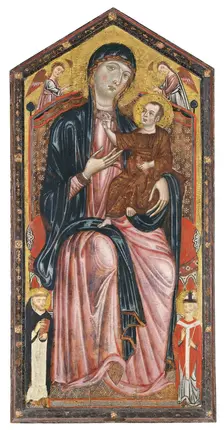 The Virgin and Child enthroned with Saints Dominic and Martin, and two angels, 1290. Creator: Master of the Magdalen