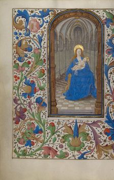 The Virgin and Child Enthroned within a Church; Book of Hours, about 1450-1455. Creator: Unknown