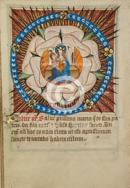 The Virgin and Child in a White Rose; Illustrated Vita Christi..., about 1480-1490. Creator: Unknown.