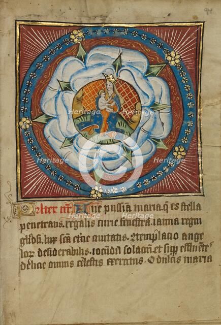 The Virgin and Child in a White Rose; Illustrated Vita Christi..., about 1480-1490. Creator: Unknown.