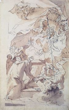 The Virgin and Child Jesus with Saint Bernard, 18th century. Artist: Paul Troger