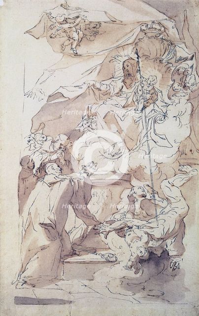 'The Virgin and Child Jesus with Saint Bernard,' 18th century.   Artist: Paul Troger