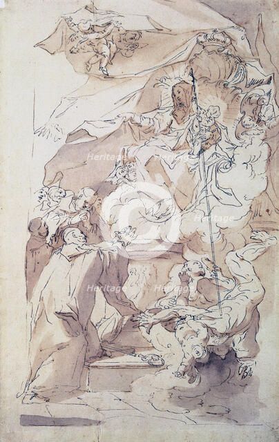 'The Virgin and Child Jesus with Saint Bernard,' 18th century.   Artist: Paul Troger