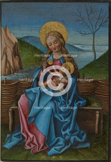 The Virgin and Child on a grassy bench, late 15th century. Artist: Martin Schongauer.