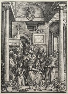 The Virgin and Child Surrounded by Saints and Angels, c. 1500-1502. Creator: Albrecht Dürer (German, 1471-1528)