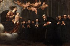 The Virgin and Child Piercing Saint Augustine's Heart Before the Augustinian...c1663-c1711. Creator: José García Hidalgo