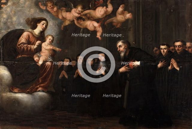 The Virgin and Child Piercing Saint Augustine's Heart Before the Augustinian...c1663-c1711. Creator: José García Hidalgo.