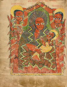 The Virgin and Child with the Archangels Michael and Gabriel; Gospel Book, about 1504-1505. Creator: Unknown