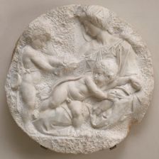 The Virgin and Child with the Infant St John (Taddei Tondo), c1504-05. Creator: Michelangelo Buonarroti