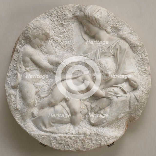 The Virgin and Child with the Infant St John (Taddei Tondo), c1504-05. Creator: Michelangelo Buonarroti.