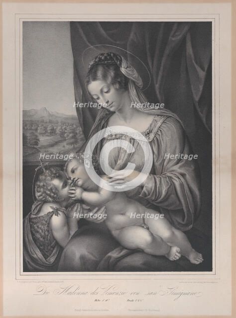 The Virgin and child with the infant Saint John the Baptist, with the Christ child lying o..., 1836. Creator: Franz Seraph Hanfstaengl.