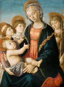 The Virgin and Child with Two Angels and the Young Saint John the Baptist, ca 1467. Creator: Botticelli, Sandro (1445-1510)