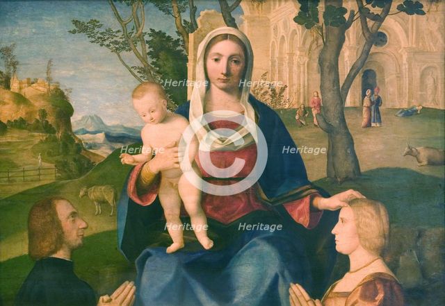 The Virgin and Child with a Male and a Female Donor, 1485-1531. Creator: Vincenzo Di Biagio Catena.