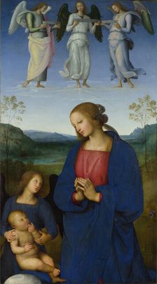 The Virgin and Child with an Angel (Panel from an Altarpiece, Certosa), c. 1500. Creator: Perugino (ca. 1450-1523)