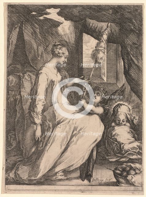 The Virgin and Child with Distaff and an Angel, c. 1611-1613. Creator: Jacques Bellange (French, c.1575-1616).