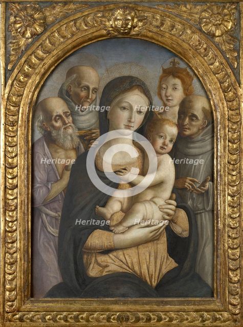 The Virgin and Child with four Saints, late 15th century. Artists: Pietro di Francesco degli Orioli, Virgin Mary.