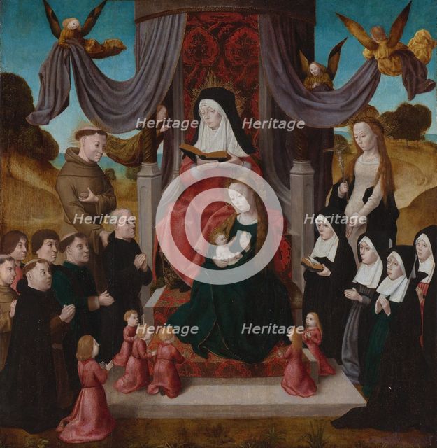 The Virgin and Child with Saint Anne (Anna Selbdritt), Saints Francis, Lidwina and donors, c. 1490-1 Artist: Netherlandish master  