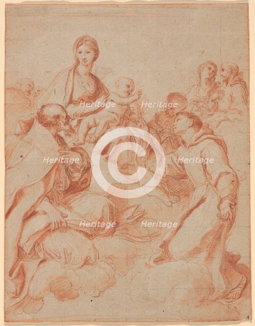 The Virgin and Child with Saint Anthony of Padua Handing a Lily to the Child, n.d. Creator: Andrea Sacchi.