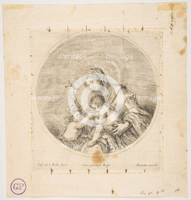 The Virgin and Child with Saint John, a round composition, ca. 1641. Creator: Stefano della Bella.