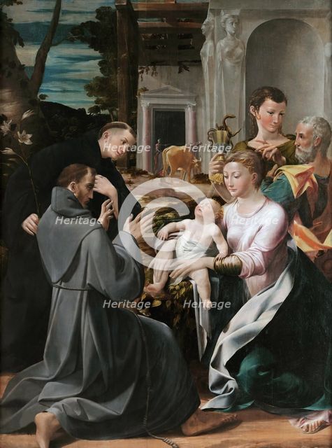 The Virgin and Child with Saint Joseph adored by Saints Anthony of Padua, Francis of Assisi..., 1537 Creator: Mazzola Bedoli, Girolamo (c. 1500-1569).