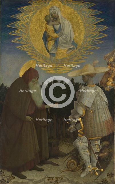 The Virgin and Child with Saints Anthony Abbot and George, c. 1440. Artist: Pisanello, Antonio (1395-1455)