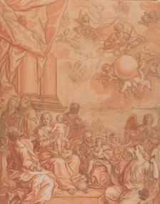 The Virgin and Child with Saints and Angels, and God the Father in the Sky, mid-18th century. Creator: Johann Lorenz Haid