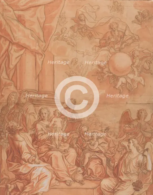 The Virgin and Child with Saints and Angels, and God the Father in the Sky, mid-18th century. Creator: Johann Lorenz Haid.