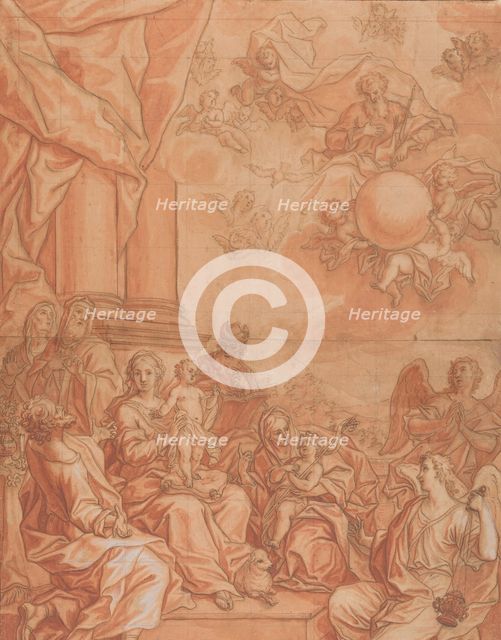 The Virgin and Child with Saints and Angels, and God the Father in the Sky, mid-18th century. Creator: Johann Lorenz Haid.