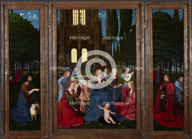The Virgin and Child with Saints and Angels in a Garden, c. 1500. Artist: Netherlandish master  