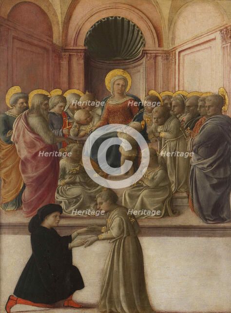 The Virgin and Child with Saints, Angels and a Devotee, ca 1432. Creator: Lippi, Fra Filippo (1406-1469).