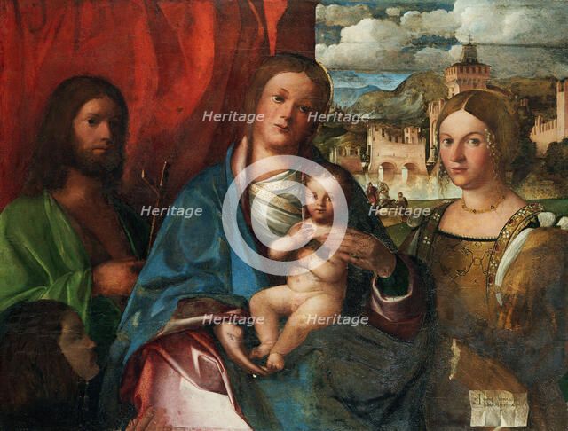 The Virgin and Child with Saints John the Baptist,Catherine of Alexandria and Donator,Early16th cen. Creator: Buonconsiglio (Il Marescalco), Giovanni (c. 1465-1535/37).