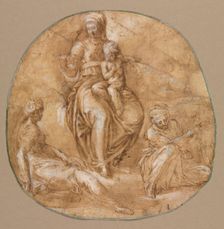 The Virgin and Child with St. Catherine of Alexandria and an Elderly Female Saint…, c. 1545. Creator: Battista Franco (Italian, c. 1510-1561)