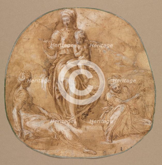 The Virgin and Child with St. Catherine of Alexandria and an Elderly Female Saint…, c. 1545. Creator: Battista Franco (Italian, c. 1510-1561).