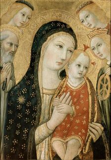 The Virgin and Child with St Jerome, St Catherine of Alexandria and two Angels, c1470. Artist: Sano di Pietro