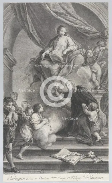 The Virgin appearing to San Filippo Neri, 1760-1819. Creators: Teodoro Viero, Francesco Maggiotto.