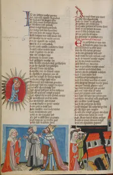 The Virgin as Queen of Heaven: The Emperor Augustus Told of Jesus's Birth..., about 1400-1410. Creator: Unknown