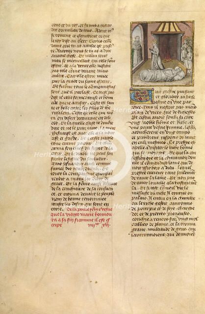 The Virgin at the Bedside of a Dying Woman; Miroir Historial, about 1475. Creator: Unknown.