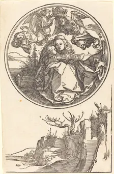 The Virgin Crowned by Two Angels above a Landscape, in or before 1515. Creator: Albrecht Durer