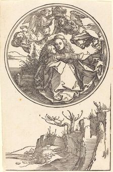 The Virgin Crowned by Two Angels above a Landscape, in or before 1515. Creator: Albrecht Durer