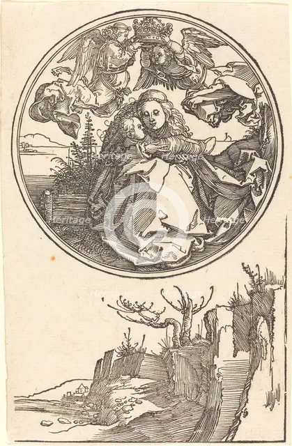 The Virgin Crowned by Two Angels above a Landscape, in or before 1515. Creator: Albrecht Durer.
