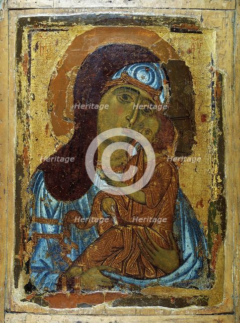 The Virgin Eleusa, early 13th century. Creator: Russian icon.