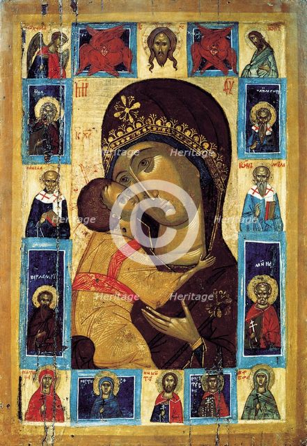 The Virgin Eleusa with Selected Saints, early16th century. Creator: Russian icon.