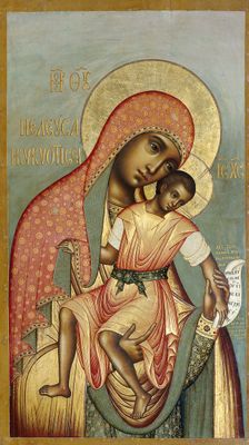 The Virgin Eleousa of Kykkos, 1668. Creator: Ushakov, Simon (Pimen) Fyodorovich (1626-1686)