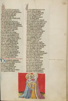 The Virgin, Elizabeth, Jesus, and John the Baptist; Weltchronik, about 1400-1410. Creator: Unknown