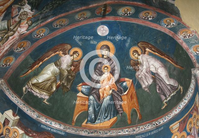 The Virgin Enthroned with Christ Emmanuel with Archangels Michael und Gabriel, 14th century. Artist: Anonymous  