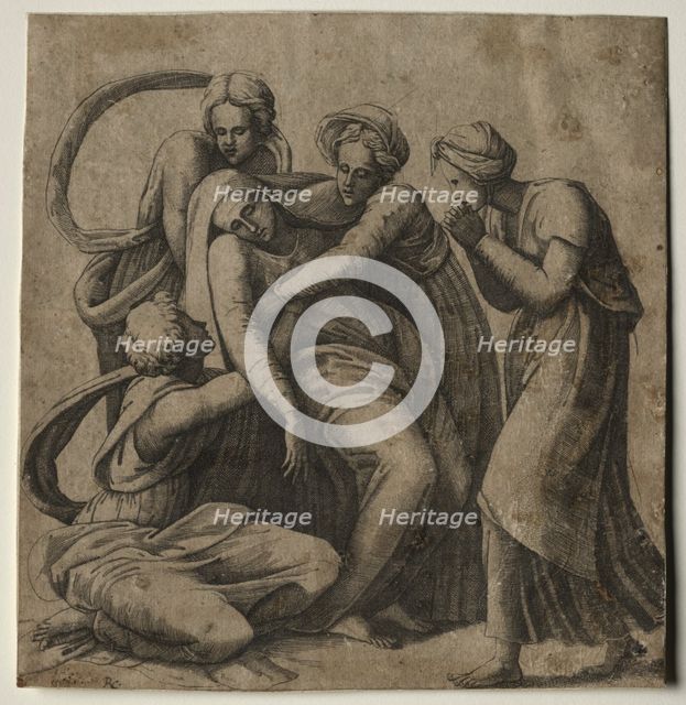 The Virgin Fainting in the Arms of Three Holy Women. Creator: Giulio Bonasone (Italian, c. 1510-aft 1576).